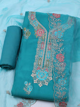 Embroidered Chanderi Unstitched Suit With Dupatta